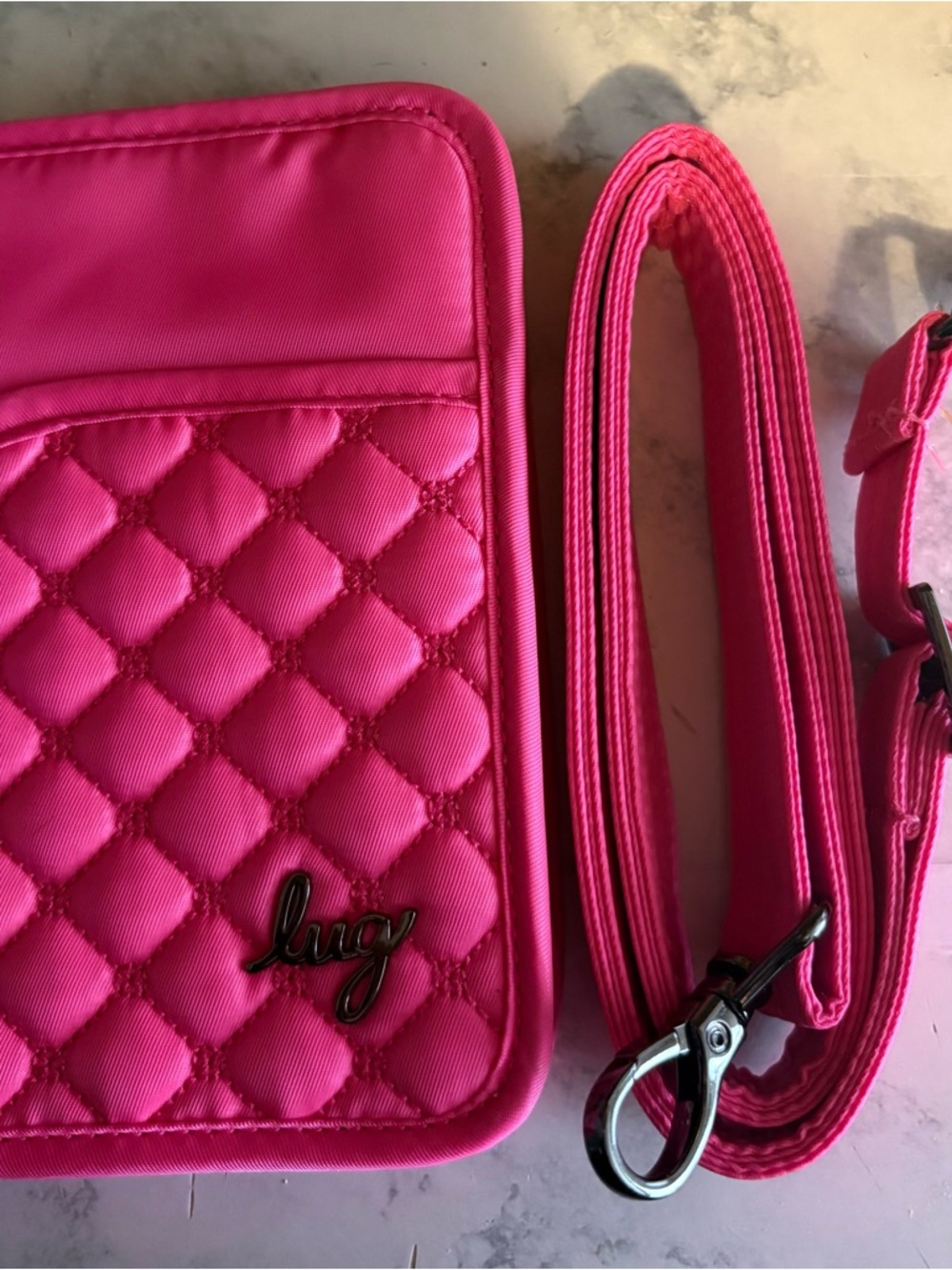 lug Quilted Crossbody Bag in Hot Pink